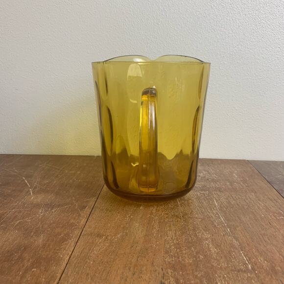 Vintage Hazel-Atlas Glass Pitcher 2 Qt Amber Gold Optic Pattern 64 Oz - Picture 2 of 7